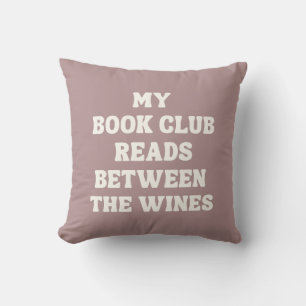 Funny Book Club Quote Reader's Pink Throw Pillow
