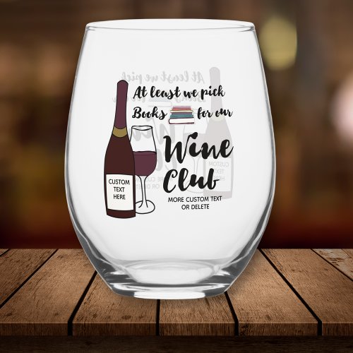 Funny Book Group Really Wine Club Custom Stemless Wine Glass