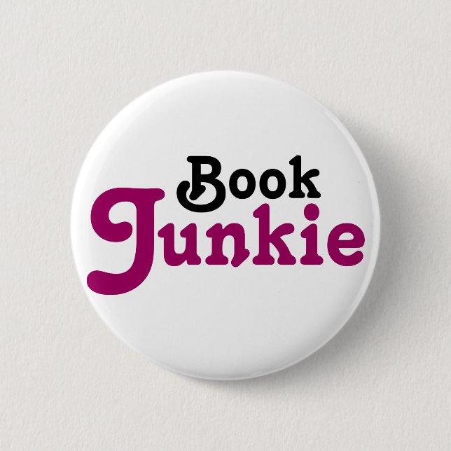 Funny Book Junkie Reading Gift Button (Front)