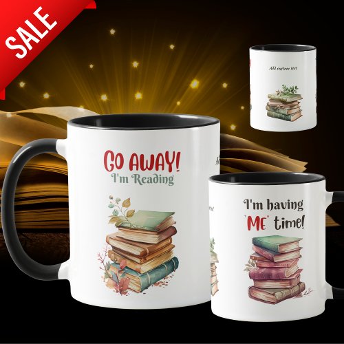 Funny Book Lover Bibliophile Custom Illustrated Mug