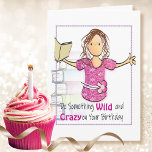 Funny Book Lover Female Cartoon Bookworm Birthday  Card<br><div class="desc">Is your book loving friend or family member celebrating her birthday?  A bookworm who enjoys a good laugh?  This card is sure to put a smile on her face!</div>