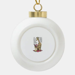 Funny Book Lover Giraffe Long Form Tall Tales Read Ceramic Ball Christmas Ornament
