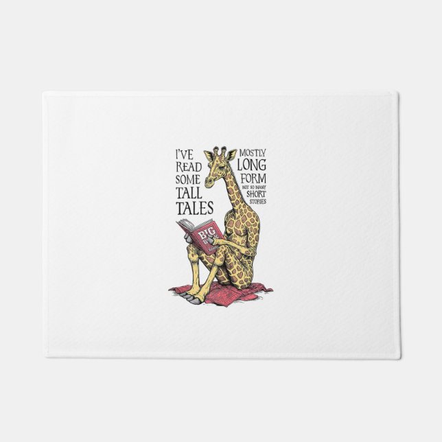 Funny Book Lover Giraffe Long Form Tall Tales Read Doormat (Front)