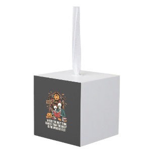 Funny Book Lover Halloween Skeleton Library Design Cube Ornament