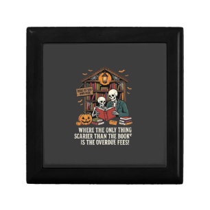 Funny Book Lover Halloween Skeleton Library Design Gift Box