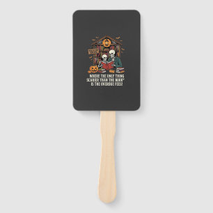 Funny Book Lover Halloween Skeleton Library Design Hand Fan
