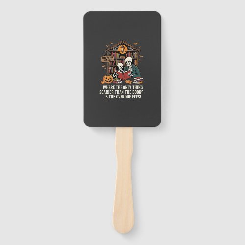 Funny Book Lover Halloween Skeleton Library Design Hand Fan