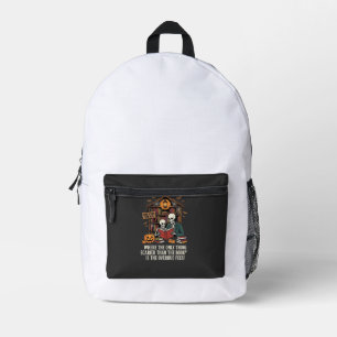 Funny Book Lover Halloween Skeleton Library Design Printed Backpack