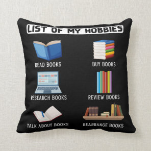 Funny Book Lover Humor Bookworm Reading Throw Pillow