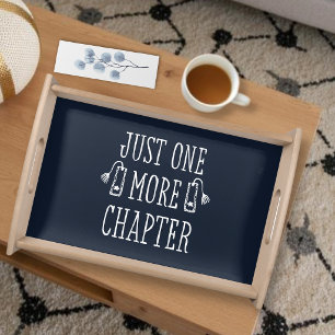 Funny Book Lover Saying Navy Blue Serving Tray