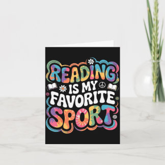 Funny book lover tie dye groovy reading is favorit card