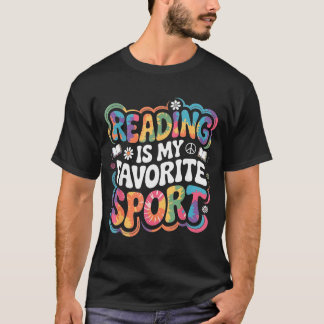 Funny book lover tie dye groovy reading is favorit T-Shirt