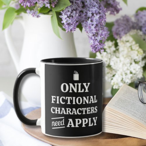 Funny Book Lovers Fiction Black and White  Mug