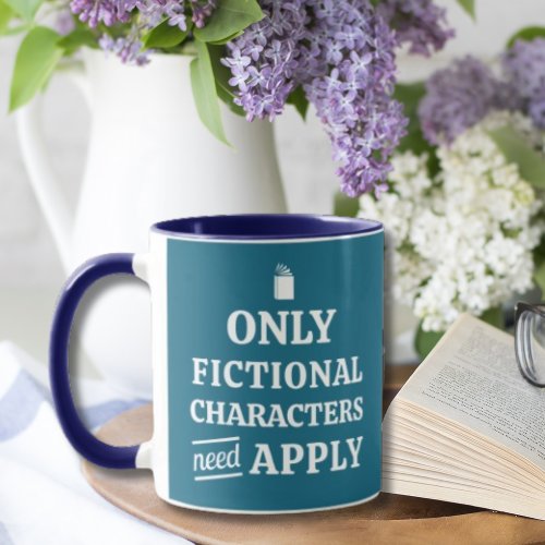 Funny Book Lovers Fiction Blue and White Mug