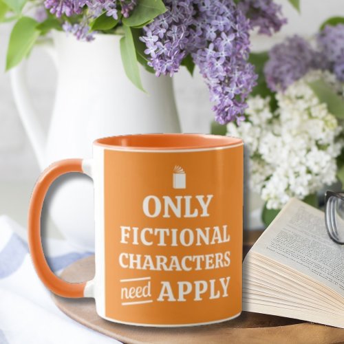 Funny Book Lovers Fiction Orange and White Mug