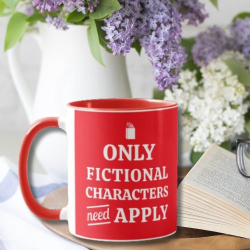 Funny Book Lovers Fiction Red and White Mug