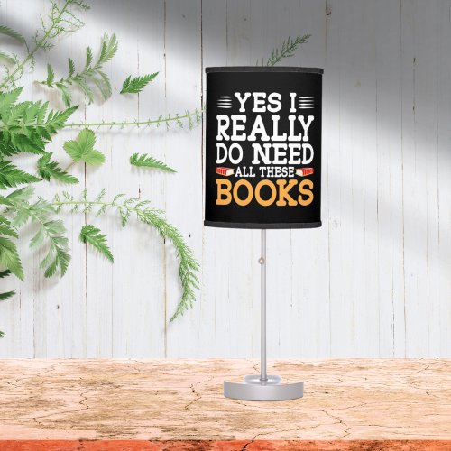 funny book lovers word art table lamp