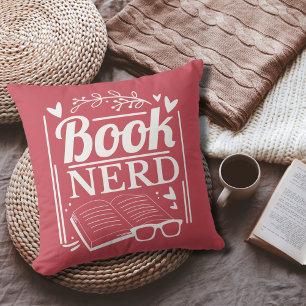 Funny Book Nerd Quote Pink Throw Pillow