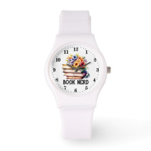 Funny book nerd word art watch