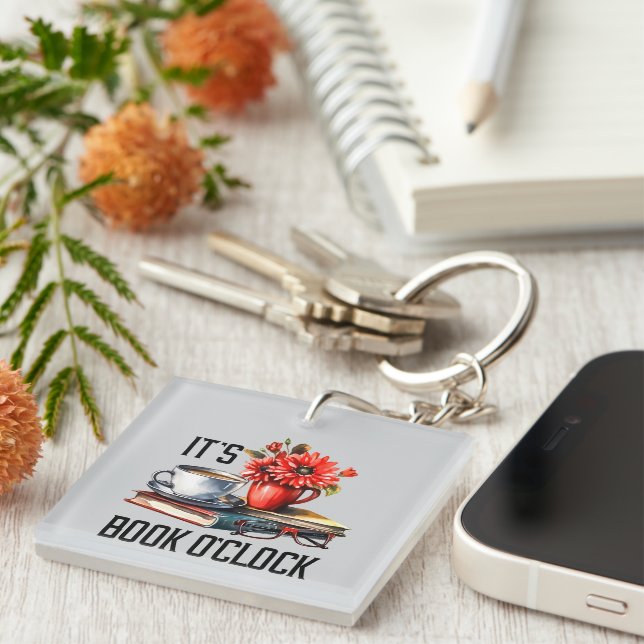 Funny book o'clock word art keychain (Front Right)