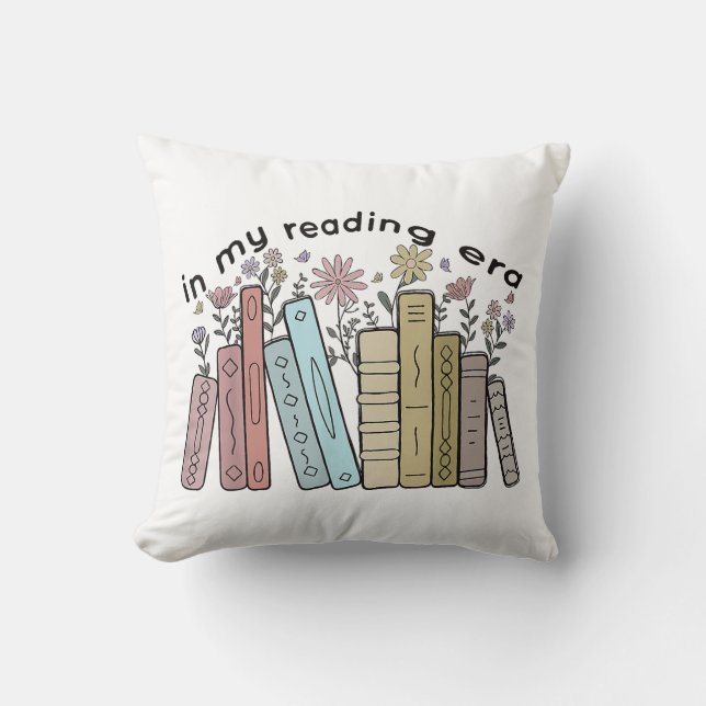 Funny Book Reader Quote In My Reading Era Groovy L Throw Pillow (Front)