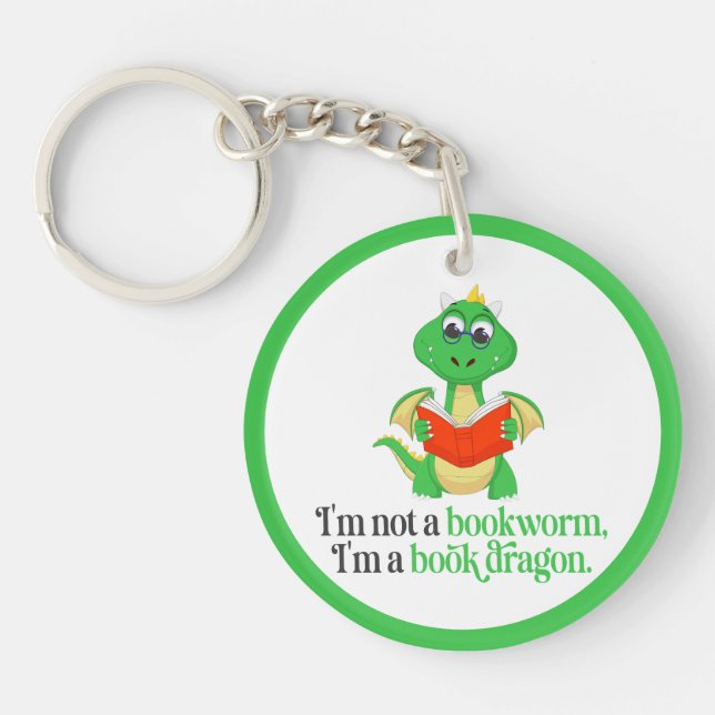 Funny Book Reading - Bookworm Keychain (Front)