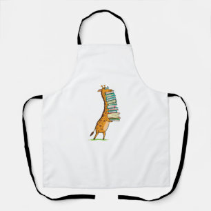 Funny Book Reading Giraffe I Love My Library Apron