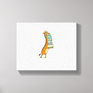 Funny Book Reading Giraffe I Love My Library Canvas Print