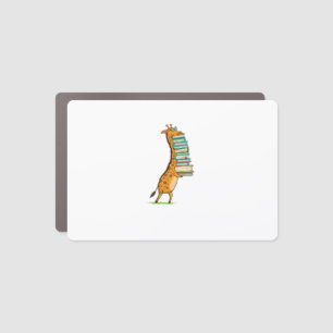 Funny Book Reading Giraffe I Love My Library   Car Magnet