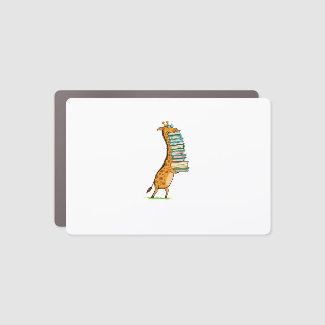 Funny Book Reading Giraffe I Love My Library   Car Magnet (Front)