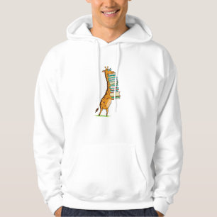 Funny Book Reading Giraffe I Love My Library   Hoodie