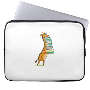 Funny Book Reading Giraffe I Love My Library Laptop Sleeve