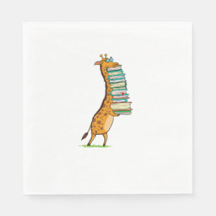 Funny Book Reading Giraffe I Love My Library Napkins