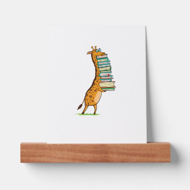 Funny Book Reading Giraffe I Love My Library   Picture Ledge (Front)