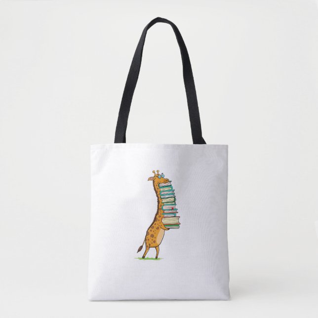Funny Book Reading Giraffe I Love My Library   Tote Bag (Front)