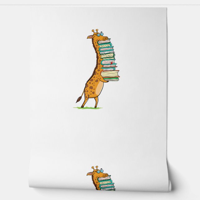 Funny Book Reading Giraffe I Love My Library   Wallpaper (Unrolling)