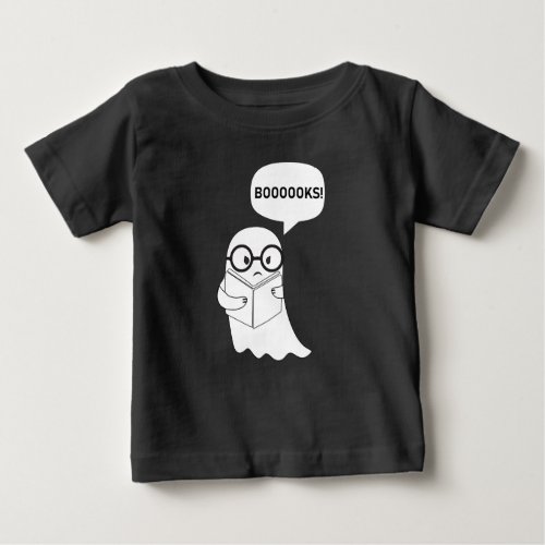 Funny Book Reading Halloween Ghost Book Lovers Baby T_Shirt