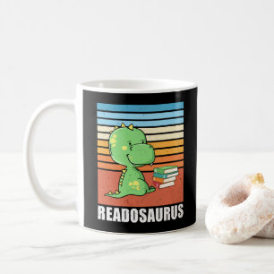 Funny Book Readosaurus Dinosaur Reading Dino Retro Coffee Mug