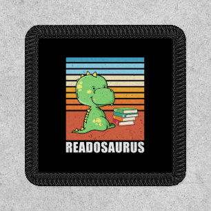 Funny Book Readosaurus Dinosaur Reading Dino Retro Patch