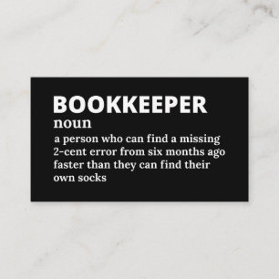 Funny Bookkeeper Definition Business Card
