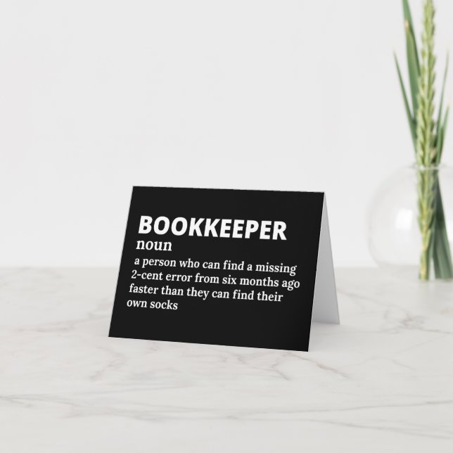 Funny Bookkeeper Definition Letterpress Thank You Card (Front)