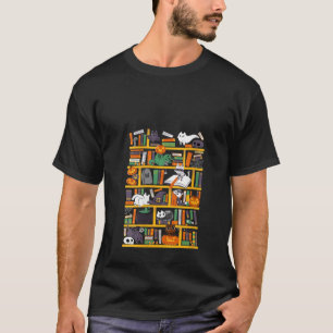 Funny Bookshelf Librarian Pumpkin Halloween Spooky T-Shirt
