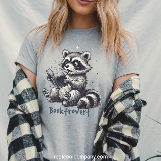 Funny Booktrovert Raccoon T-Shirt Introverts Unite Tri-Blend Shirt