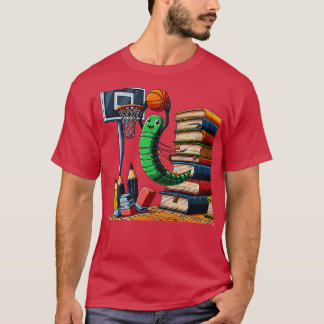 Funny Bookworm Basketball Graphic for Readers and  T-Shirt