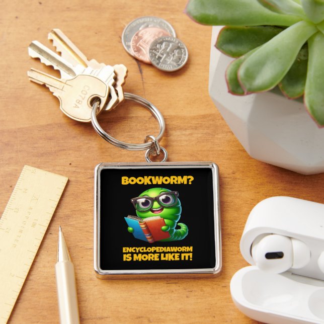Funny Bookworm? Encyclopediaworm is More Like It! Keychain (Desk)