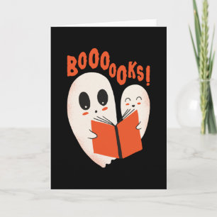 Funny Bookworm Ghost Halloween Costume Boooooks Card