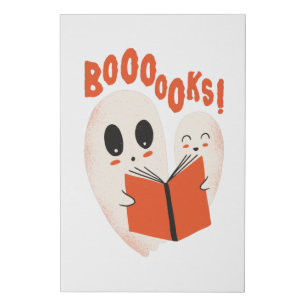 Funny Bookworm Ghost Halloween Costume Boooooks Faux Canvas Print