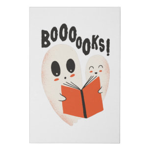 Funny Bookworm Ghost Halloween Costume Boooooks Faux Canvas Print