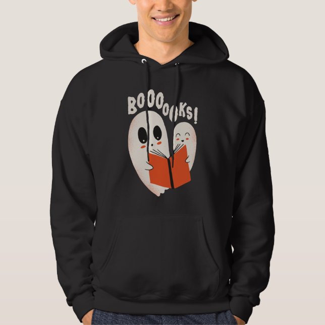 Funny Bookworm Ghost Halloween Costume Boooooks Hoodie (Front)