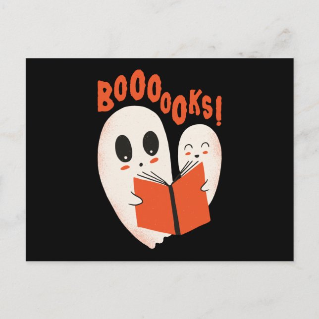 Funny Bookworm Ghost Halloween Costume Boooooks Postcard (Front)
